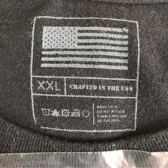 Police Thin Blue Line American Flag Black T Shirt Short Sleeve Crew Neck XXL - Picture 4 of 9